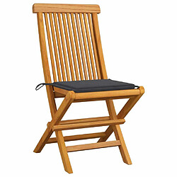 Maison Chic Lot de 4 Chaises de jardin,Fauteuil d'extérieur avec coussins anthracite Bois de teck -MN96291