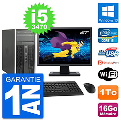 PC Tour HP Pro 6300 CMT Ecran 27" i5-3470 RAM 16Go Disque 1To Windows 10 Wifi · Occasion 