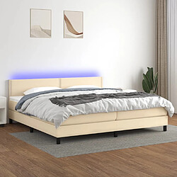 vidaXL Sommier à lattes de lit et matelas et LED Crème 200x200cm Tissu