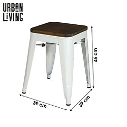 Avis Urban Living Lot de 4 tabourets vintage Liv H46 cm - Blanc mat