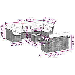 Avis vidaXL Salon de jardin 10 pcs avec coussins noir résine tressée