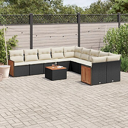 Maison Chic Salon de jardin 11 pcs avec coussins | Ensemble de Table et chaises | Mobilier d'Extérieur noir résine tressée -GKD52253