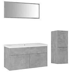 vidaXL Ensemble de meubles de salle de bain Gris béton Aggloméré