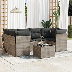 vidaXL Salon de jardin avec coussins 7 pcs gris clair résine tressée 