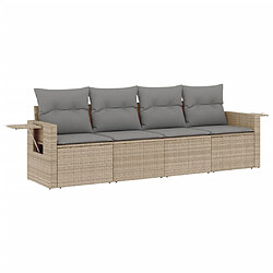 vidaXL Salon de jardin avec coussins 4 pcs beige résine tressée