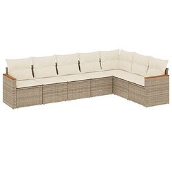 Maison Chic Salon de jardin avec coussins 7 pcs, Ensemble Tables et chaises de jardin, beige résine tressée -GKD841242