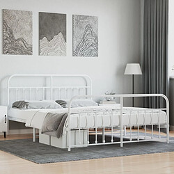 vidaXL Cadre de lit métal sans matelas et pied de lit blanc 160x200 cm