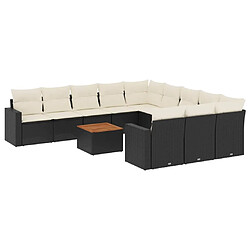 Maison Chic Salon de jardin 12 pcs avec coussins, Ensemble Tables et chaises d'extérieur noir résine tressée -GKD464074