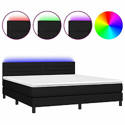 Sommier à lattes LED,Cadre à lattes de lit avec matelas pour Adulte Noir 180x200 cm Tissu -MN93888