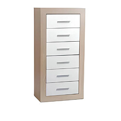 Pegane Chiffonnier de 6 tiroirs coloris Chêne Cambrian / Blanc - Longueur 54 x profondeur 35 x hauteur 110 cm