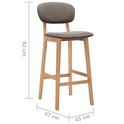 vidaXL Tabourets de bar lot de 2 taupe tissu pas cher