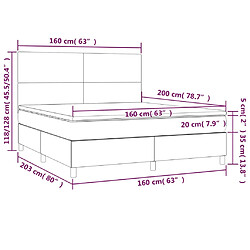 vidaXL Sommier à lattes de lit et matelas et LED Gris foncé 160x200 cm pas cher