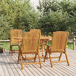 Maison Chic Lot de 4 Chaises de jardin inclinables,Fauteuil d'extérieur bois massif de teck -MN31000