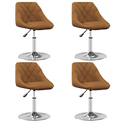 vidaXL Chaises à manger pivotantes lot de 4 Marron Velours 