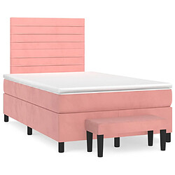 vidaXL Sommier à lattes de lit avec matelas Rose 120x200 cm Velours