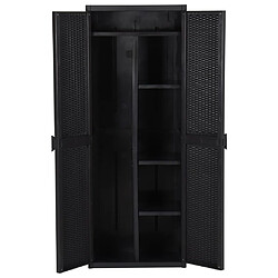 Avis vidaXL Armoire de rangement de jardin Noir 65x45x172 cm PP Rotin