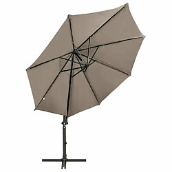 Avis Maison Chic Parasol Jardin | Parasol déporté avec mat et lumières LED Taupe 300 cm - GKD82222