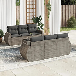 vidaXL Salon de jardin avec coussins 7 pcs gris résine tressée 