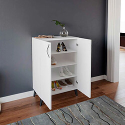 Armoire Multifonction - Meuble à Chaussures Catter House Rodas Blanco 60x33x87 cm 2 Portes, 3 Étagères à Hauteur Réglable, Blanc pas cher