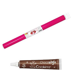 Scrapcooking Rouleau de lissage pour pâte à sucre 38 cm + 1 Stylo chocolat 