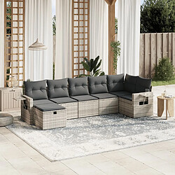 vidaXL Salon de jardin avec coussins 7 pcs gris clair résine tressée 