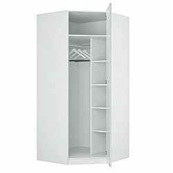 Inside 75 Armoire d'angle dressing BERMUDES blanc 1 porte 100 x 100 cm