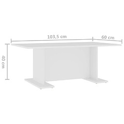 vidaXL Table basse blanc 103,5x60x40 cm bois d'ingénierie pas cher