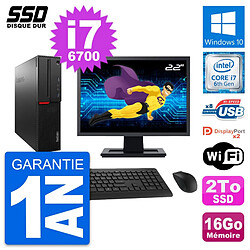 PC Lenovo M800 SFF Ecran 22" Intel Core i7-6700 RAM 16Go SSD 2To Windows 10 Wifi - Occasion