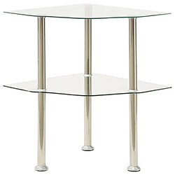 vidaXL Table d'appoint 2 niveaux Transparent 38x38x50 cm Verre trempé 