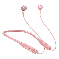 Casque De Sport Sans Fil Suspendu Cou Son Haute Définition Compatible Bluetooth Écouteur Gb04 Pour Rose