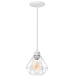 Stoex Plafonnier Rétro Blanc Suspension Luminaire Vintage D'Intérieur Suspension Lustre E27 Cage en Métal