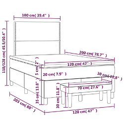 vidaXL Sommier à lattes de lit avec matelas Taupe 120x200 cm Tissu pas cher