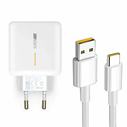 PHONECARE KIT Chargeur 65W Charge Rapide 4A VOOC 2.0 + Câble Chargeur Rapide Type C pour Oppo A73 5G 