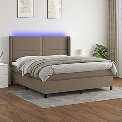 Maison Chic Lit adulte- Lit + matelas + LED,Sommier à lattes de lit matelas LED Taupe 180x200 cm Tissu -GKD44620