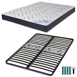 Ebac Matelas mousse + Sommier métal C223 140x190 Melior - Hauteur 20 cm - Soutien ferme