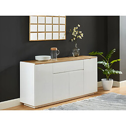 Vente-Unique Buffet AMANI - 4 portes & 1 tiroir - MDF - Coloris: Blanc laqué et Chêne