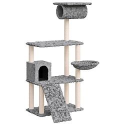 Arbre à chat avec griffoirs,niche pour chat en sisal Gris clair 131 cm -MN36924