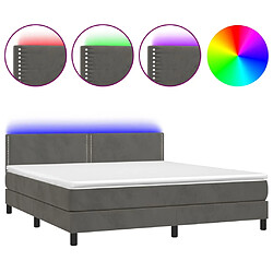 vidaXL Sommier à lattes de lit avec matelas LED Gris foncé 160x200 cm