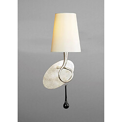 Luminaire Center Applique murale Paola avec interrupteur 1 Ampoule E14, argent peint avec Abat jour crème &amp; goutelettes en verre noir Coloris : argent peint, verre noir Coloris de l'abat jour : crème Largeur en Cm : 17 Hauteur en Cm : 38 Profondeur en Cm : 17 Poids en Kilos : 0,60 Type d'amp