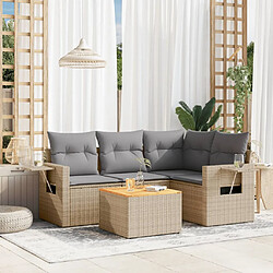 vidaXL Salon de jardin avec coussins 5 pcs beige résine tressée