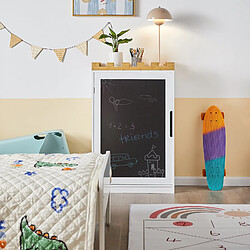 SoBuy KMB43-W Commode pour Enfants Étagère pour Chambre d'enfant avec Tableau Noir Bibliothèque Étagère à Jouets