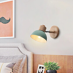 Stoex Ø20CM Applique Murale Rétro Moderne Applique Murale en Bois Et Métal Lampe Murale Simple, Angle Réglable, Pour Salon, Chambre À Coucher (Vert) E27