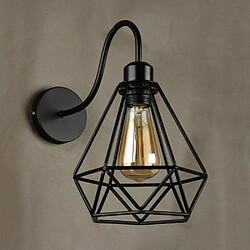 Acheter Stoex Applique Murale Forme Diamant Fer Forgé, Lustre abat-jour Cage Métal Lampe Rétro Industrielle E27 Noir