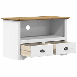 Acheter Maison Chic Meuble TV scandinave avec 2 tiroirs - Banc TV pour salon BODO marron 91x43x56cm bois massif pin -MN67065