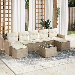 vidaXL Salon de jardin avec coussins 8 pcs beige résine tressée 