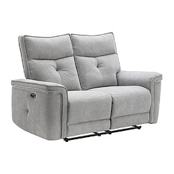 Vente-Unique Canapé 2 places relax électrique en tissu gris BENJAMIN 