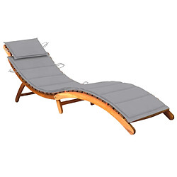 vidaXL Chaise longue de jardin avec coussin Bois d'acacia solide 