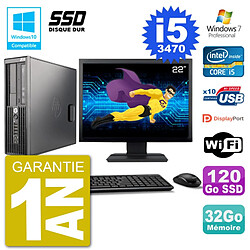 PC HP Z220 SFF Ecran 22" Core i5-3470 RAM 32Go SSD 120Go Graveur DVD Wifi W7 · Occasion 