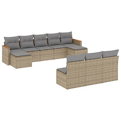 vidaXL Salon de jardin et coussins 10 pcs mélange beige résine tressée