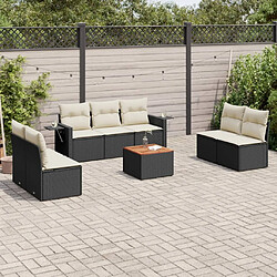 Maison Chic Ensemble Tables et chaises d'extérieur 8 pcs avec coussins,Salon de jardin noir résine tressée -GKD592232